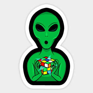 Alien - Rubik's Cube Inspired Design for people who know How to Solve a Rubik's Cube Sticker